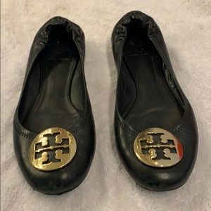 Tory Burch Black and Gold Flats